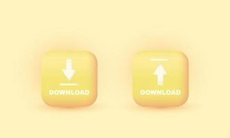 unique vector download icon button yellow 3d design isolated on