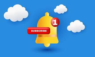 unique yellow bell subscription notification 3d icon design isolated on vector