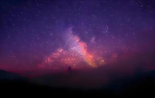 night landscape mountain and milky way galaxy background our galaxy, long exposure , low light photo