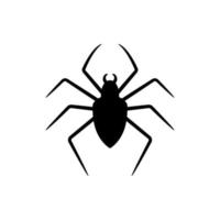 Black silhouette of spider isolated on white background. Halloween decorative element. Vector illustration for any design.