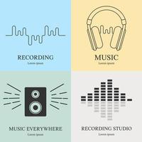 conjunto de plantillas de logotipos de música. sellos de estudio de grabación. insignias de radio con texto de muestra. ilustración vectorial para diseño, web. vector
