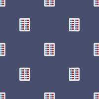 Seamless pattern with pill plate icon. Flat style. Health care. Vector illustration for design, web, wrapping paper, fabric, wallpaper.