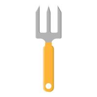 Cartoon small pitchfork icon isolated on white background. Gardening tool. Vector illustration in cartoon style for your design