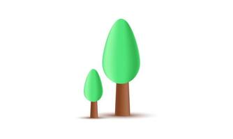 vector realista árbol verde marrón color 3d aislado en