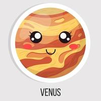 Cartoon cute venus planet isolated on white background. Planet of solar system. Cartoon style vector illustration for any design.