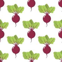 Seamless pattern with fresh beet vegetable. Organic food. Cartoon style. Vector illustration for design, web, wrapping paper, fabric, wallpaper.
