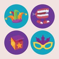 fools day four icons vector