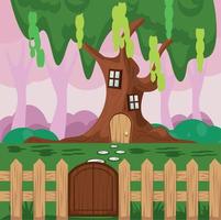 enchanted forest with tree vector