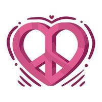 pink heart peace symbol vector