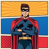 blue superhero pop art poster vector