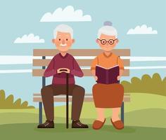 elderly couple in the park vector