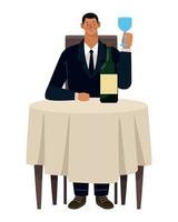 hombre elegante bebiendo vino vector