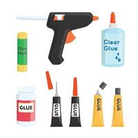 Different types of adhesives glue for art craft vector illustration