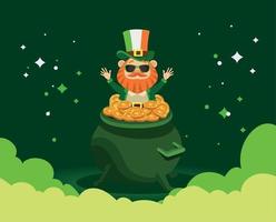 elf in treasure cauldron vector