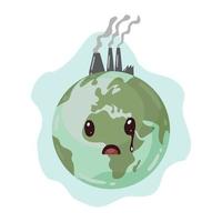 sick earth with pollution factory vector