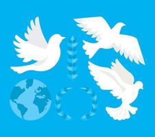 six peace day icons vector