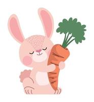 conejo rosa con zanahoria vector