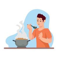 man cooking with pot vector