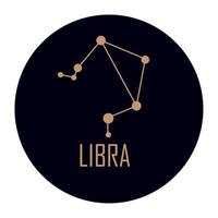 libra constelación estrellas doradas vector