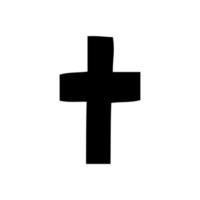 Christian cross vector symbol flat and contour style