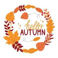 Autumn frame with leaves. Hello autumn card. vector