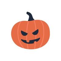 Pumpkin on white background. The Happy Halloween holiday. Orange pumpkin with scary smile. vector