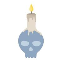 The skull-shaped candlestick is a decorative element for Halloween. vector