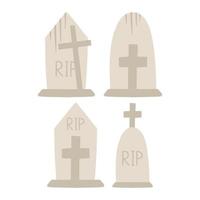 Halloween Elements and Objects for Design Projects. tombstones for Halloween. Ancient RIP. vector