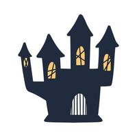 concepto de diseño de ilustración de arte logotipo de símbolo de icono colorido de castillo negro. Imágenes Prediseñadas de Halloween vector