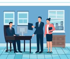 three business persons in workplace vector