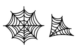 Cobweb collection isolated on a white background. A set of webs for Halloween, a cute spider. Hand-drawn Spider Web icons for Halloween decoration vector