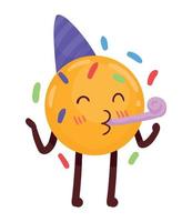 emoji celebrando con corneta vector