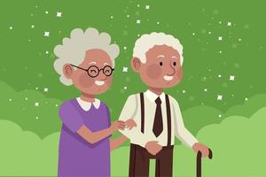 pareja de ancianos caminando vector