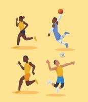four athletes practicing sports vector