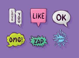 comic bubbles six icons vector