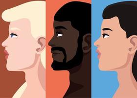 three faces profiles persons vector