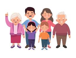 six family members characters vector