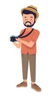 tourist man with camera vector