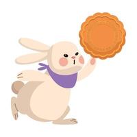 mid autumn rabbit with mooncake vector