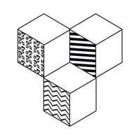 cubes figures line style vector