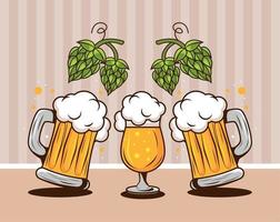 three beers drinks vector