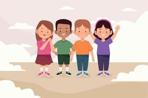 four happy kids vector