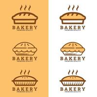 Pie Logo Label Bakery Vector Graphic Design. Bakery shop set of vector monochrome emblems, badges, labels