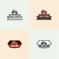 Beef Steak Barbecue Steakhouse Restaurant Logo with Retro. steak house typography labels and grill emblems