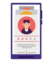 man profile account in smartphone vector