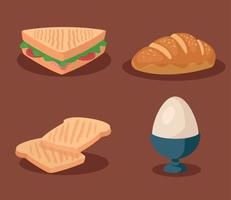 pan con sandwich y huevo vector