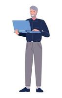 adult businessman using laptop vector