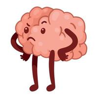 angry brain comic character vector