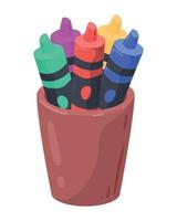 crayons in holder school vector