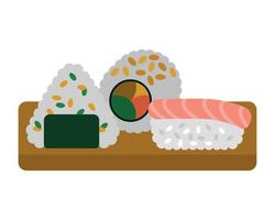 comida de sushi en el tablero de la cocina vector